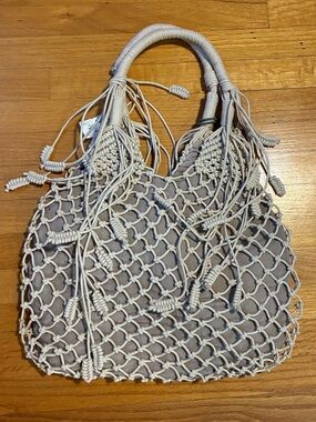 Monserat De Lucca Macrame Belen Tote Purse Handbag Cream Ivory Women’s NWT
